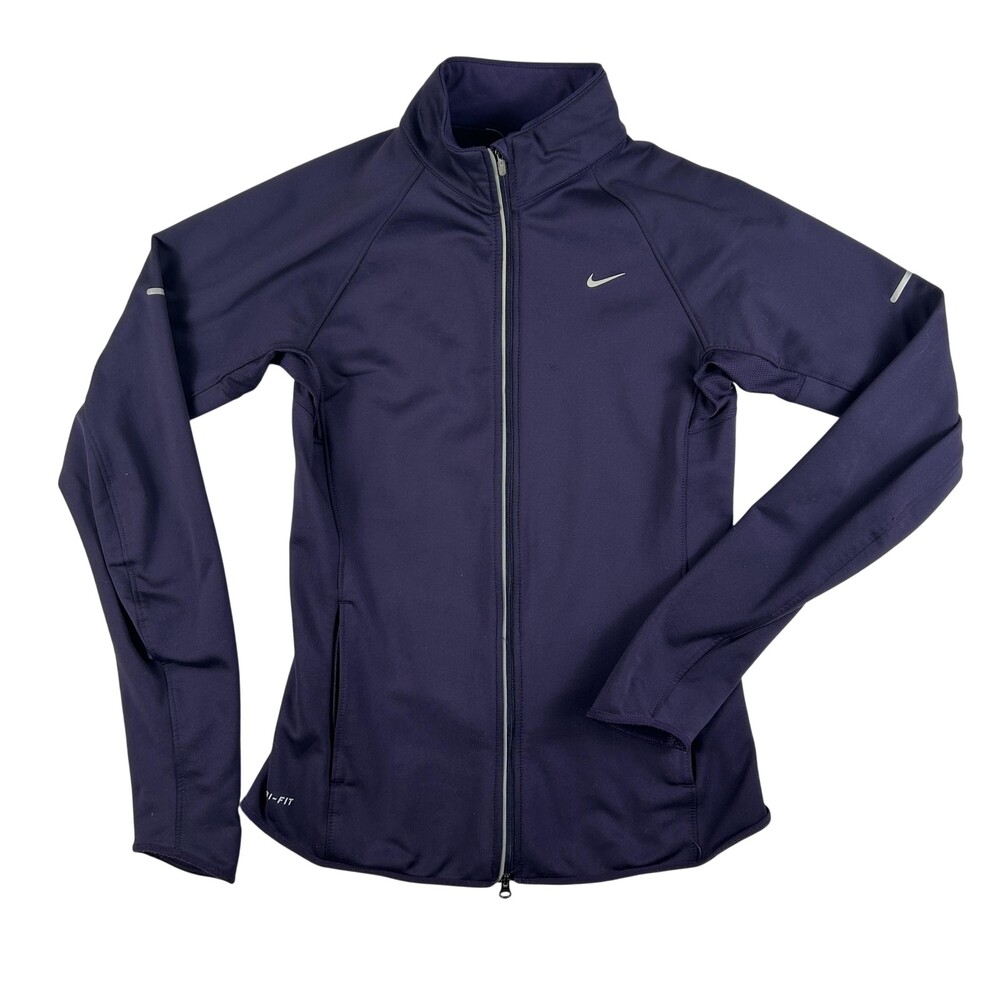 Nike Dri-FIT Jacket Womens Small Purple Full Zip Running Thumbholes Athletic